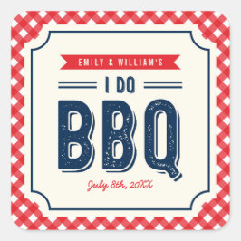 レッドギンガムアンドブルーI do BBQ婚約パーティ スクエアシール