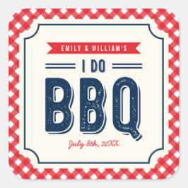 レッドギンガムアンドブルーI do BBQ婚約パーティ スクエアシール