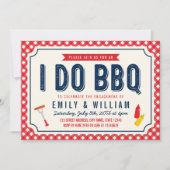レッドギンガムアンドブルーI do BBQ婚約パーティ 招待状 (正面)