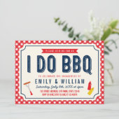 レッドギンガムアンドブルーI do BBQ婚約パーティ 招待状 (スタンド正面)