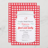 レッドギンガムカントリー素朴メイソンジャー招待状 招待状 (正面/裏面)