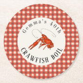 レッドギンガムザリガニパーティー紙皿 ラウンドペーパーコースター (正面)