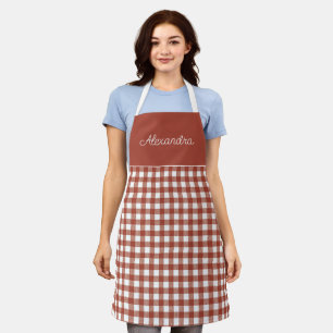 レッドギンガムチェックアダルトパーソナライズされた料理 エプロン