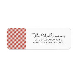 レッドギンガムチェックプレイドカスタム差出人住所 ラベル