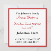 レッドギンガムテーブルクロスBBQ 招待状 (裏面)
