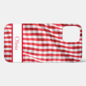 レッドギンガムネームシンプルモダン Case-Mate iPhoneケース (裏面 (横))