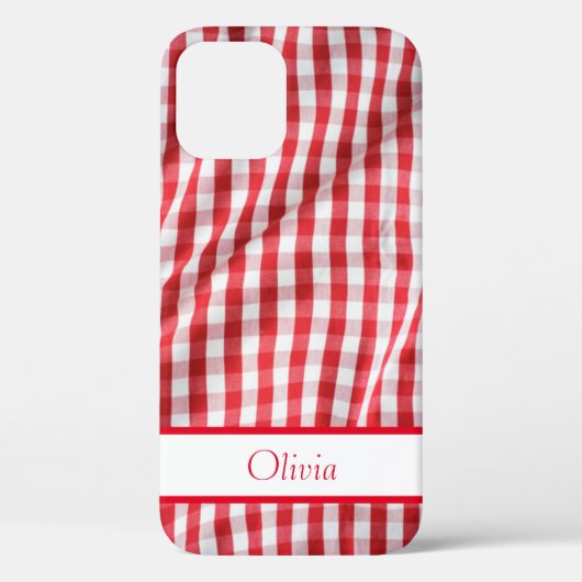 レッドギンガムネームシンプルモダン Case-Mate iPhoneケース (裏面)
