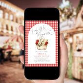 レッドギンガムフレッシュオフマーケットブライダルシャワーアーチ 招待状