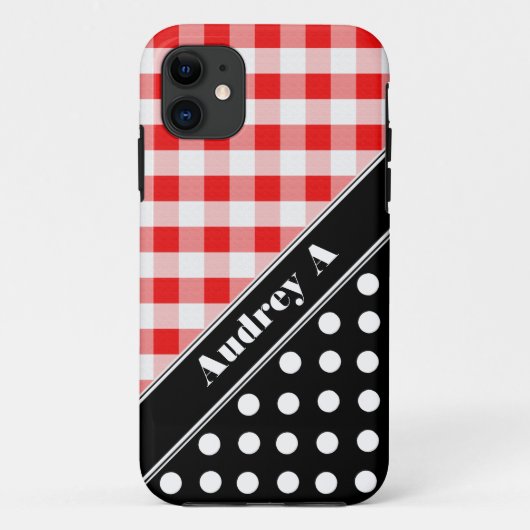 レッドギンガムブラック水玉模様iPhone 5ケース Case-Mate iPhoneケース (裏面)