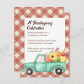 レッドギンガムブルートラックカントリー秋感謝祭 招待状 (正面/裏面)