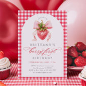 レッドギンガムベリーファースト誕生日招待状 招待状