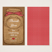 レッドギンガム&バーラップメイソンジャーメッセージカード (正面&裏面)