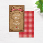 レッドギンガム&バーラップメイソンジャーメッセージカード (デスク)