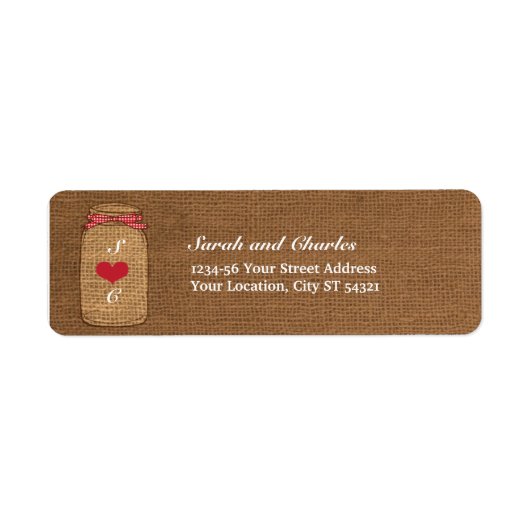 レッドギンガム&バーラップメイソンジャー差出人住所 ラベル (正面)