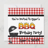 レッドギンガムBBQバースデーパーティ招待状 招待状 (正面)