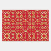 レッドクイーンオブハートズ金ゴールドクラウンリピートデザイン ラッピングペーパーシート (正面3)