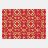 レッドクイーンオブハートズ金ゴールドクラウンリピートデザイン ラッピングペーパーシート (正面)