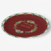 レッドクエレガントリスマスホリーウォーター色金ゴールドファミリー ペーパープレート (アングル)