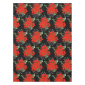 レッドクメリーリスマスポインセティアホリデーブラック テーブルクロス (正面)