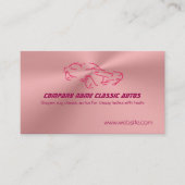 レッドクラシックカーテンプレート-バラピンククフェイクロム 名刺 (正面)