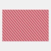 レッドクラシックストライプキャンディーケーンホリデーラッピングパップ ラッピングペーパーシート (正面)