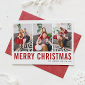 レッドクラシックタイポグラフィフォトコラージュクリスマス シーズンカード