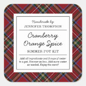 レッドクラシックタータンチェックホリデーシマーポット スクエアシール (正面)