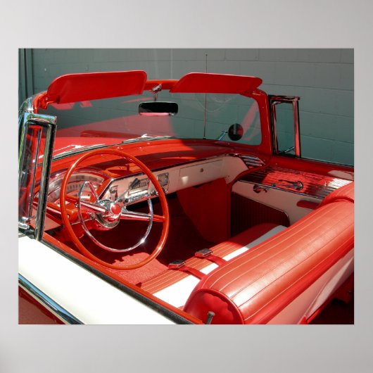 レッドクラシックヴィンテージカーのポスター ポスター (正面)