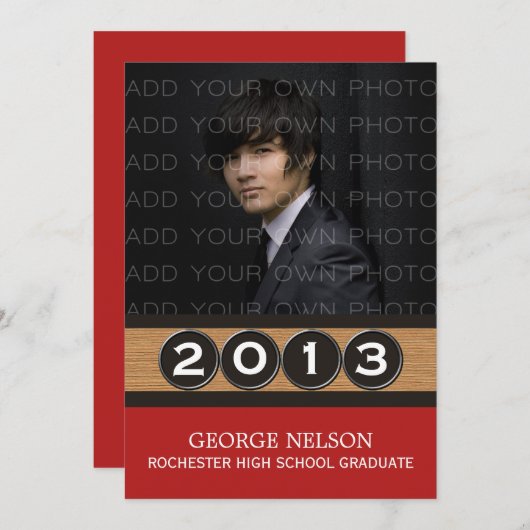 レッドクラシー鍵卒業招待状 招待状 (正面/裏面)