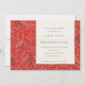 レッドクラッシー華美フローラピーコックベビーシャワー招待状 サンキューカード (正面)