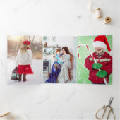 レッドクラフト紙写真パーソナライズされたクリスマス 三つ折りクリスマスカード (内部)