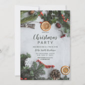 レッドクランベリーオレンジウィンターピネツリークリスマス 招待状 (正面)