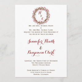 レッドクランベリーリース結婚式招待状 招待状