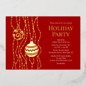 レッドクリエレガントスマスパーティー企業のホリデイ 箔招待状 (正面)