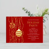 レッドクリエレガントスマスパーティー企業のホリデイ 箔招待状 (立ち正面)