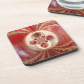 レッドクリケットボールデザイン コースター (左側)