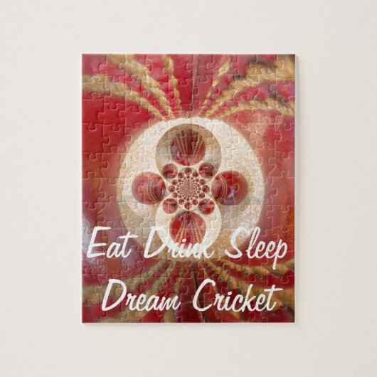 レッドクリケットボールデザイン ジグソーパズル (縦)