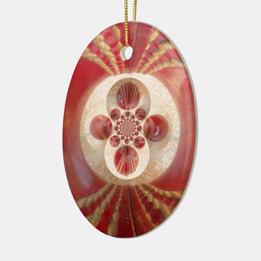 レッドクリケットボール抽象芸術アートプリントデザイン セラミックオーナメント (左)