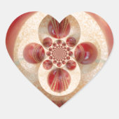 レッドクリケットボール抽象芸術アートプリントデザイン ハートシール (正面)