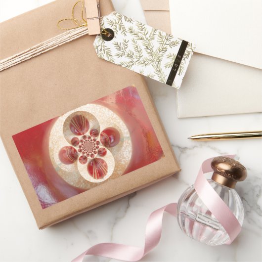 レッドクリケットボール抽象芸術アートプリントデザイン 長方形シール (ギフト)