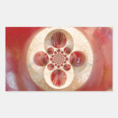 レッドクリケットボール抽象芸術アートプリントデザイン 長方形シール (正面)