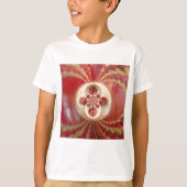 レッドクリケットボール抽象芸術アートプリントデザイン Tシャツ (正面)