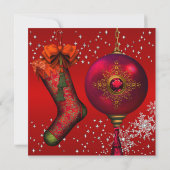 レッドクリスタルスノーフレーククリスマスディナーパーティー3 招待状 (裏面)