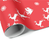 レッドクリスマスに雪の結晶とサンタ ラッピングペーパー (ロールコーナー)