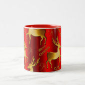 レッドクリスマスのゴールデントナカイ ツートーンマグカップ (中央)