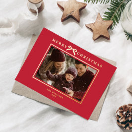 レッドクリスマスの気まぐれな家族写真 箔シーズンカード