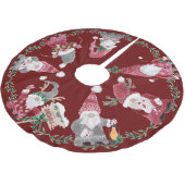 レッドクリスマスアイラブ格言お洒落ホリデイ ブラッシュドポリエステルツリースカート (アングル)