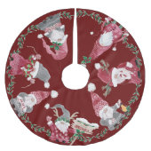 レッドクリスマスアイラブ格言お洒落ホリデイ ブラッシュドポリエステルツリースカート (正面)