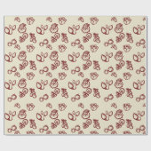 レッドクリスマスイラストレーションラッピング紙 ラッピングペーパー (フラット)