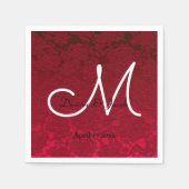 レッドクリスマスウィンターウェディング披露宴モノグラム スタンダードカクテルナプキン (正面)